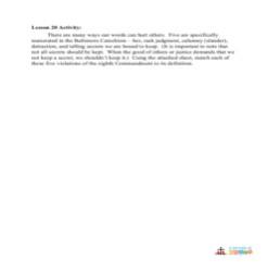 The 7th, 8th, 9th and 10th Commandments of God - Activity - Grade 3-5